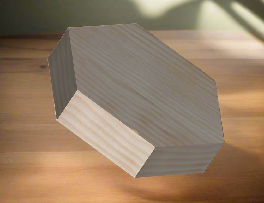 Hexagonal candlestick, pine 6 cm.
