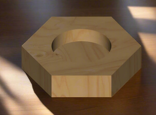 Šešiakampė žvakidė - brėžinys (FCstd, dxf,svg,stl,pdf)