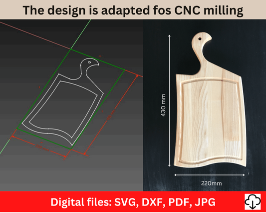 CNC router files - Cutting board. CNC files: svg, dxf, pdf, jpg