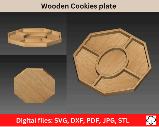 Cookies Candy Snacks Plate. Trays Nuts Wood Plates Round Serving. Trays Food Container. Digital files for CNC and 3D printing