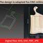 CNC router files - Cutting board. CNC files: svg, dxf, pdf, jpg